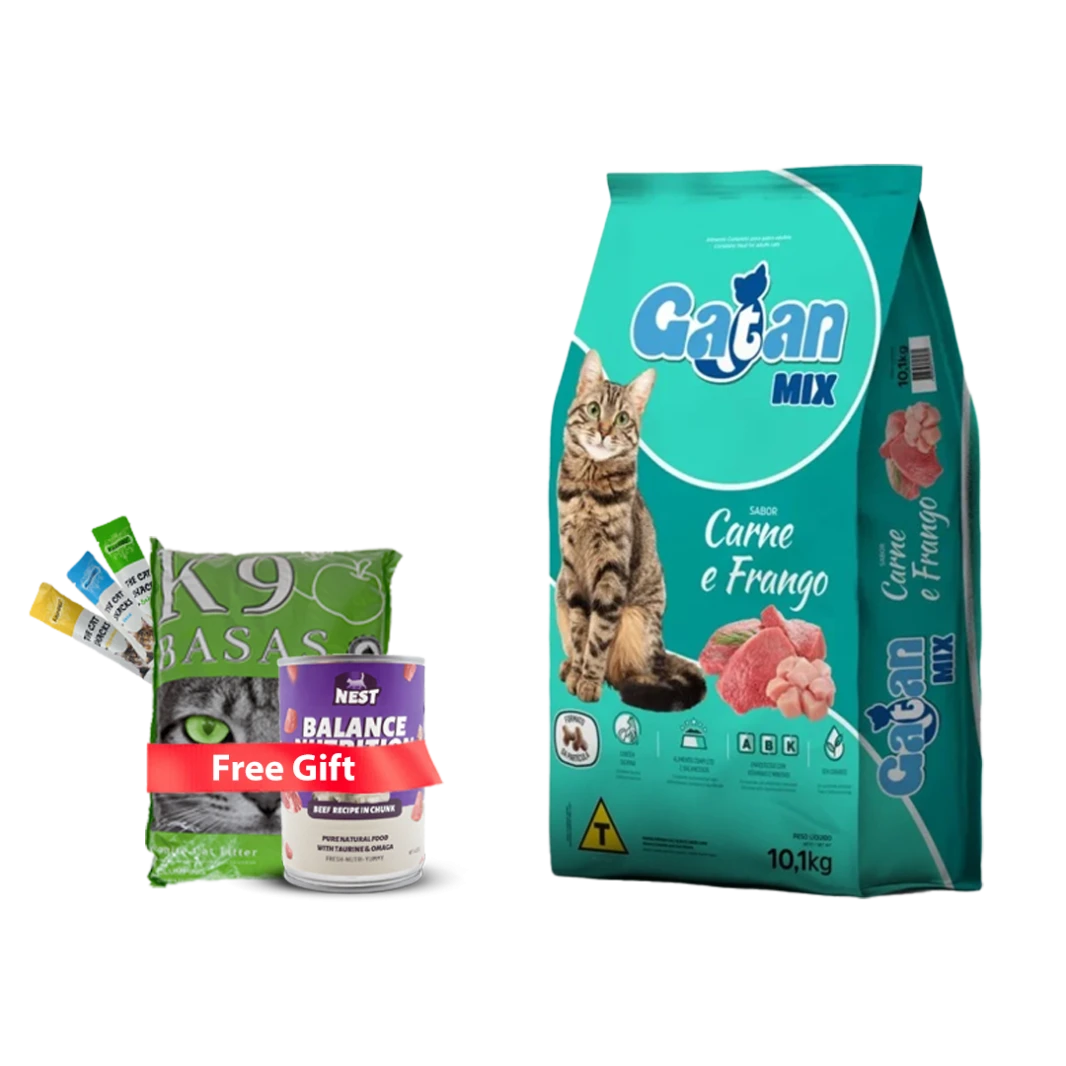 جاتان 10 كجم + رمل القطط + 10 مكافآت + علبة طعام رطب