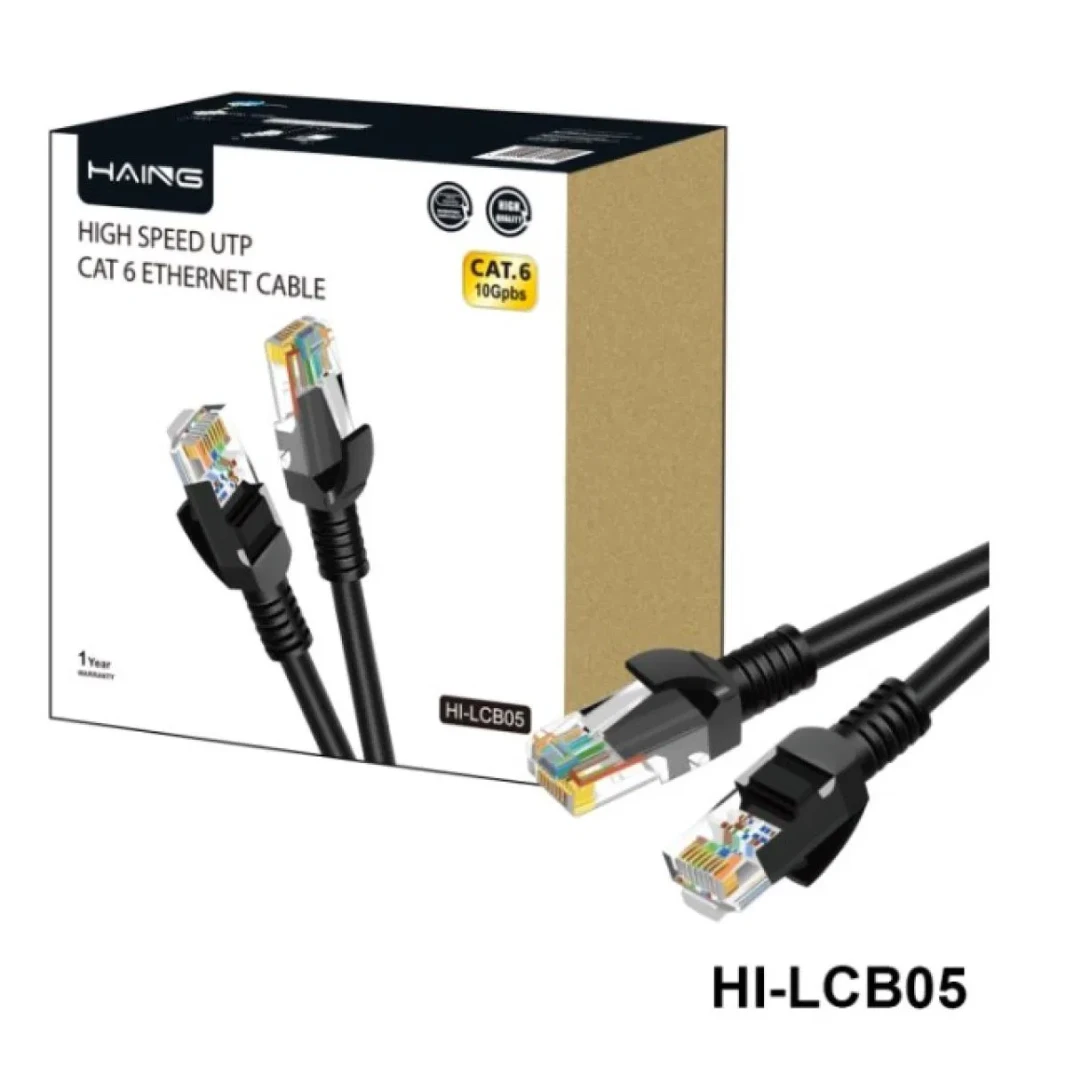 كابل إيثرنت HAING HI-LCB05-20M Cat6 مقاس 26 AWG 10/100/1000 بسرعة 1 جيجابت في الثانية بطول 20 مترًا
