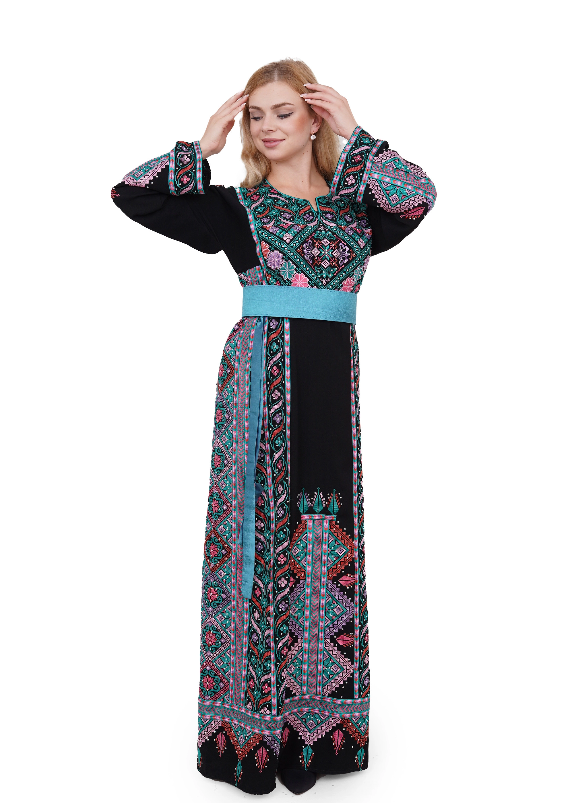 نقشة ثوب لوزة اسود و اخضر