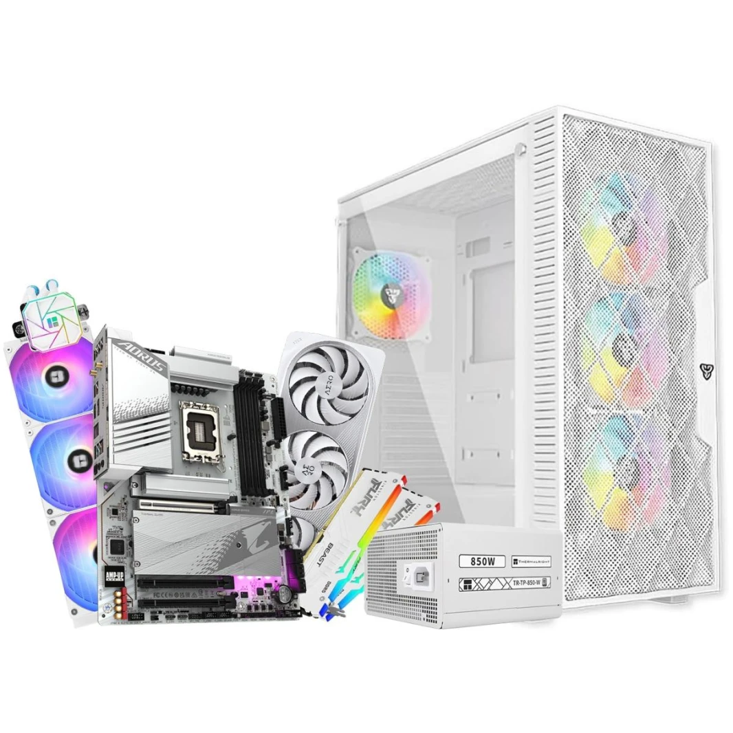 انتل كور i7 12700 // RTX 4070 سوبر 12 جيجا // 32 جيجا رام DDR5 - تصميم أبيض أنيق