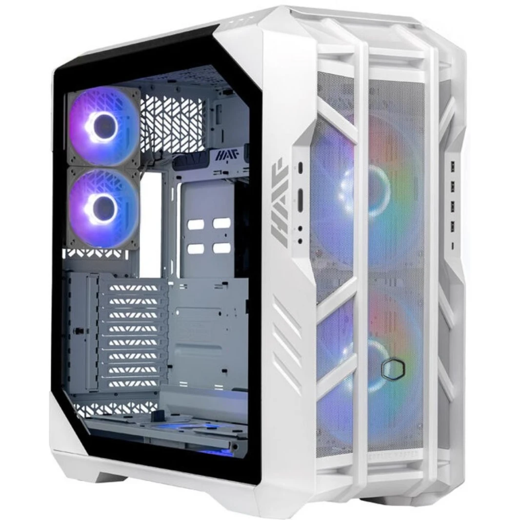COOLER MASTER HAF 700 ARGB (أبيض) حافظة ألعاب من الزجاج المقسى بشبكة كاملة البرج مع 5 مراوح SickleFlow ARGB / 420 مم علوي ودعم مشعاع جانبي 480