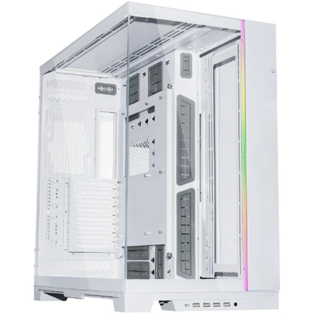 Lian Li O11 Dynamic EVO XL (White) Full Tower 2 Sided Tempered Glass Gaming Case w/ Reversable Chassis Mode , Dual Chamber & Side ARGB Strip, Up To 7 Drives Capacity & 420mm Radiator Support