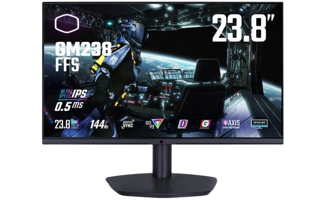 شاشة Cooler Master (GM238-FFS) مسطحة للألعاب مقاس 24 بوصة بدقة FHD، IPS فائقة السرعة، 144 هرتز، 0.5 مللي ثانية، HDR10، DCI-P3 90% sRGB 120%، متوافقة مع G-Sync