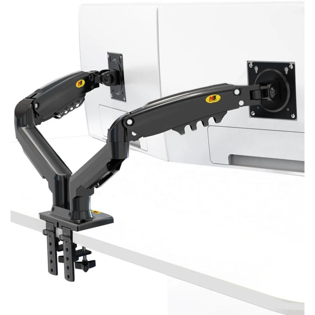 North Bayou (NB F160) Ergonomic Desk Mount Dual Monitor Arm, Up To 17-27" Size & 2-9kg Weight, Vesa 75mm x 75 mm To 100mm x 100mm Mounting Hole