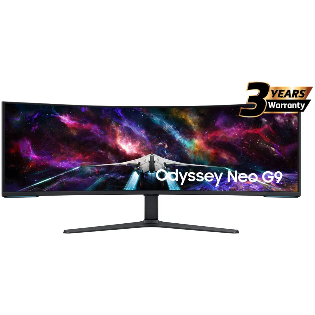شاشة Samsung Odyssey Neo G9 مقاس 57 بوصة DUHD (مزدوجة 4K) منحنية، VA Quantum Matrix Mini-Led، 240 هرتز، 1 مللي ثانية (GTG)، HDR 1000، لون تغطية DCI بنسبة 95%، FreeSync Premium Pro، مع حامل مريح، CoreS