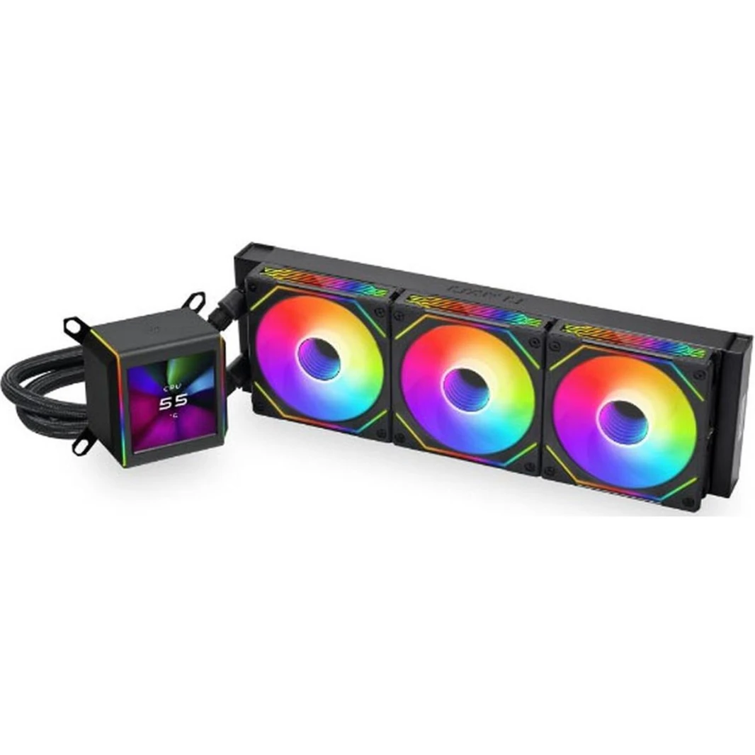 مبرد سائل Lian Li Galahad II LCD 360 (أسود) ARGB AIO Extreme CPU، شاشة IPS LCD مقاس 2.88 بوصة لعرض أو تسجيل أو التقاط المحتويات، إصدار UNI FAN SL-INF مراوح تصميم مثبتة مسبقًا قابلة للتسلسل، مضخة Asete