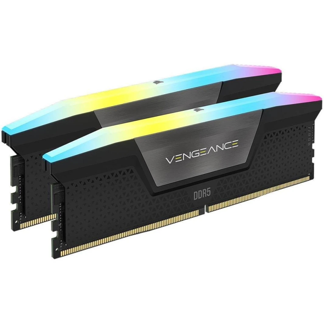 CORSAIR VENGEANCE RGB 96GB (2x48GB) DDR5 RAM 6400MT/s CL32 Memory Kit — Black