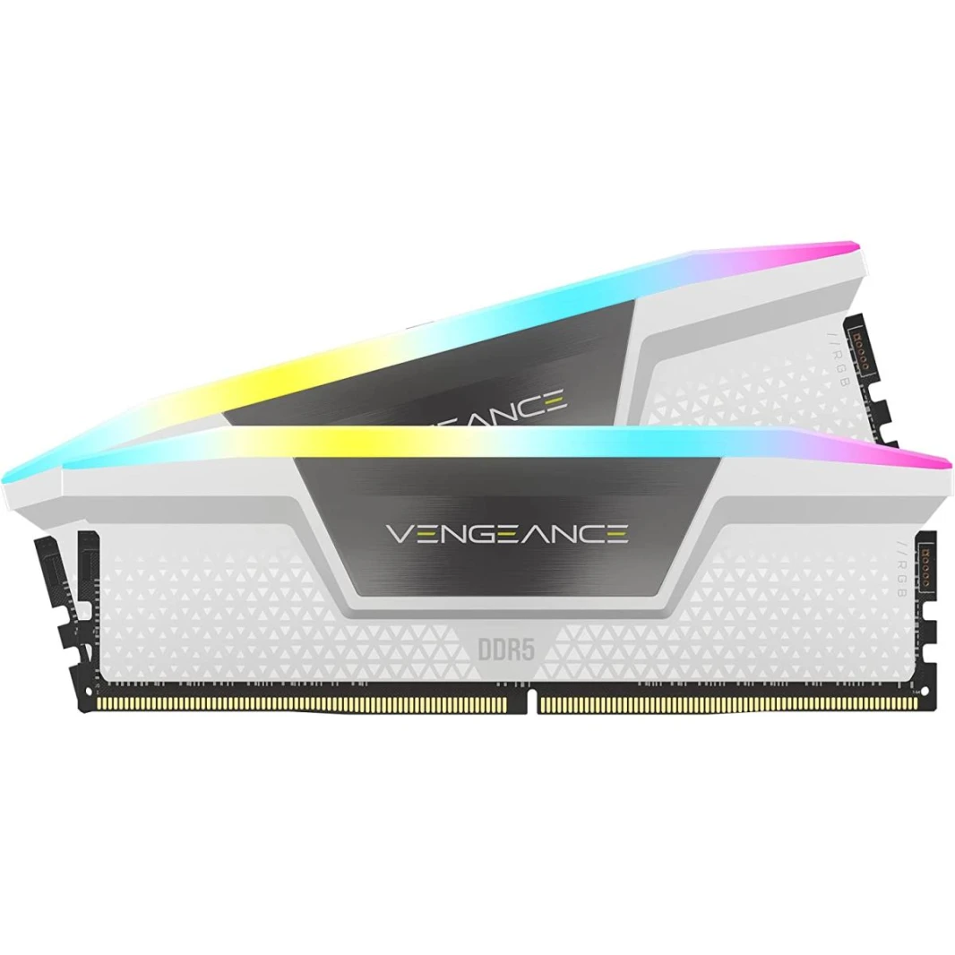 مجموعة الذاكرة CORSAIR VENGEANCE RGB 32GB (2x16GB) DDR5 RAM 6000MT/s CL30 - أبيض