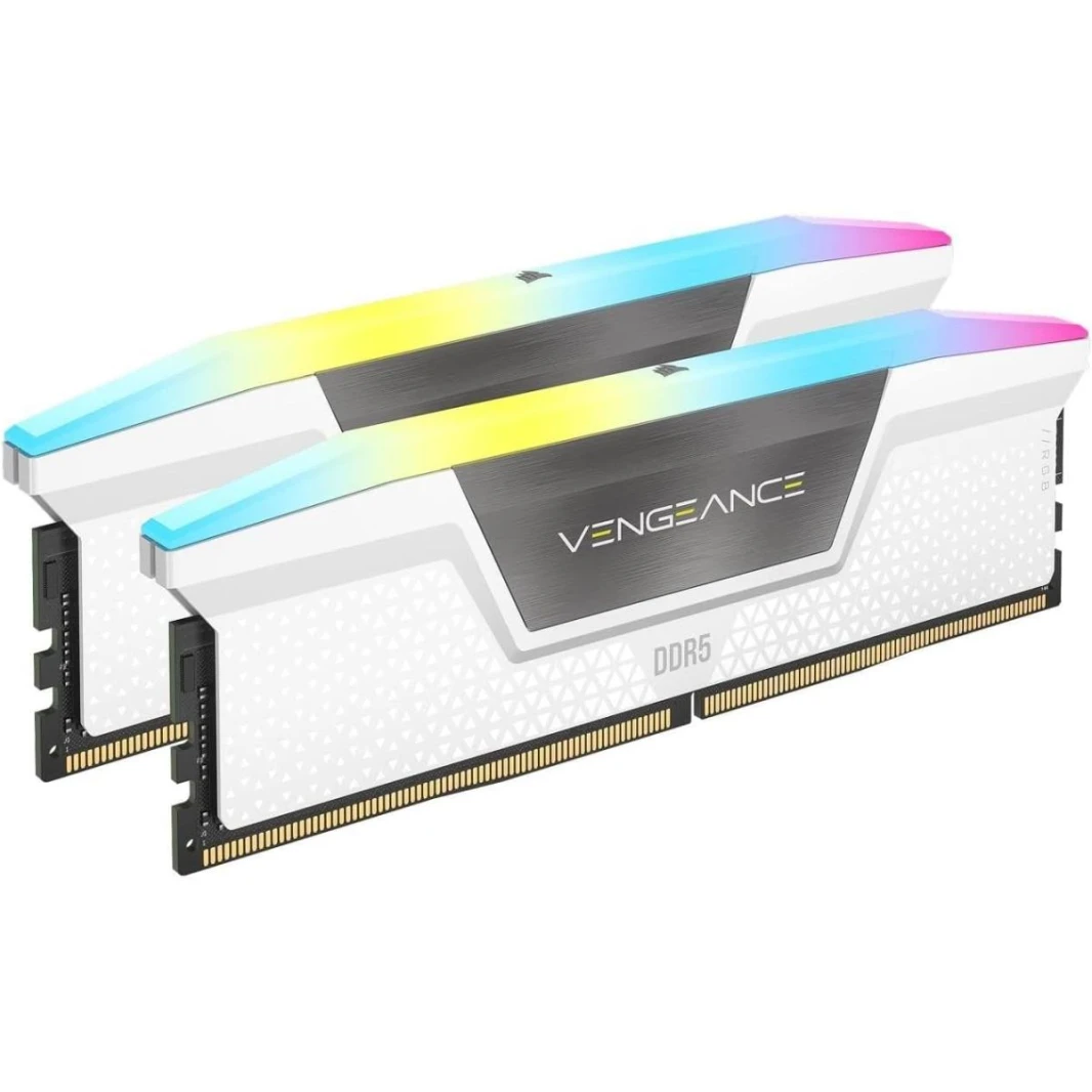 مجموعة الذاكرة CORSAIR VENGEANCE RGB 64GB (2x32GB) DDR5 RAM 6000MT/s CL30 - أبيض