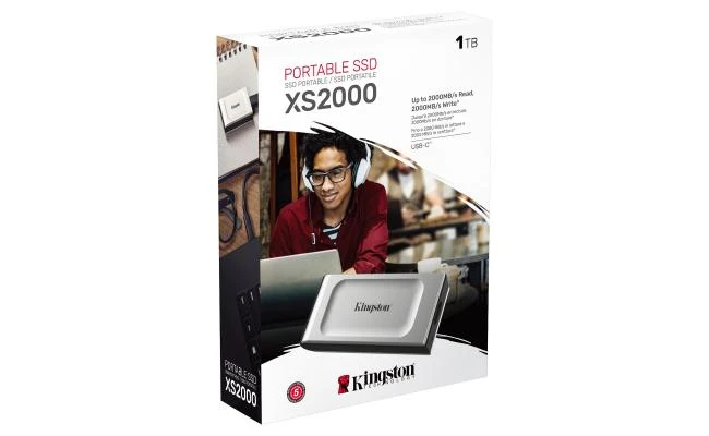 محرك الأقراص الصلبة الخارجي المحمول Kingston XS2000 سعة 1 تيرابايت USB من النوع C (SSD) بسرعة قراءة وكتابة تصل إلى 2000 ميجابايت/ثانية