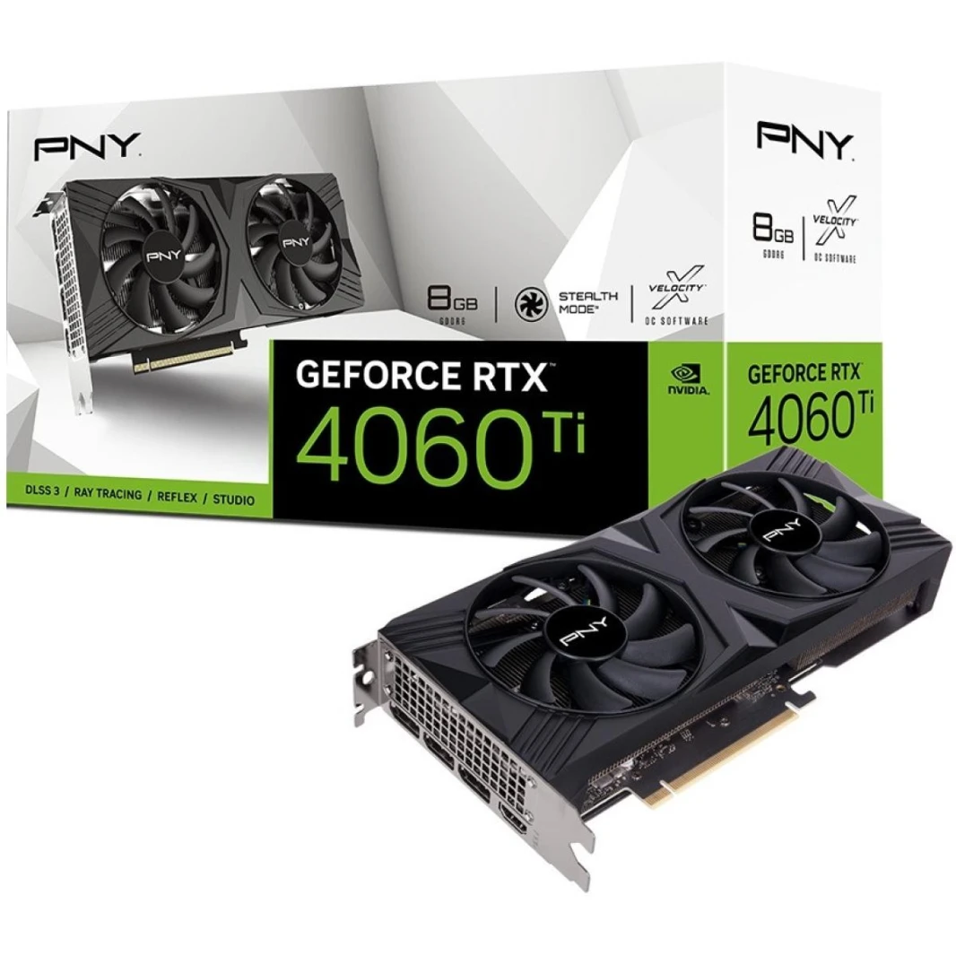 بي ان واي جي فورس RTX 4060 Ti 8 جيجا فيرتو ثنائي المروحة 8 جيجا GDDR6 - بطاقة الرسومات