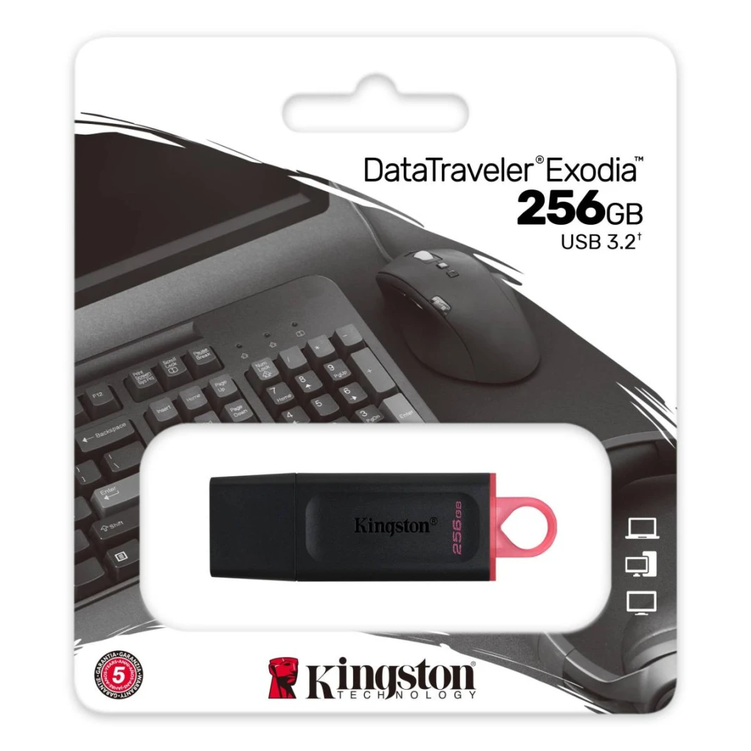 محرك أقراص فلاش Kingston DataTraveler Exodia USB حزمة واحدة USB 3.2 Gen 1 - 256 جيجابايت