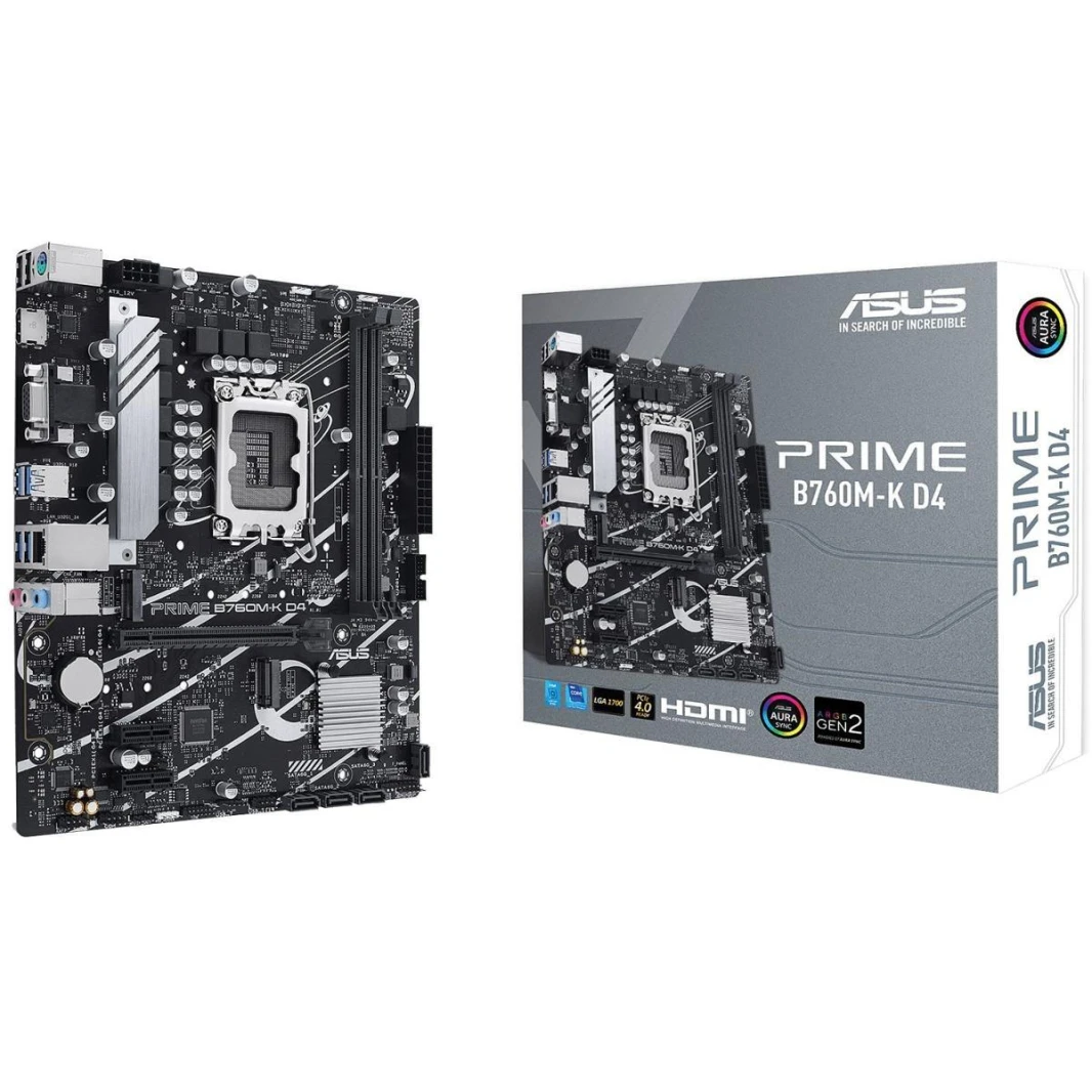 ASUS PRIME B760M-K، سلسلة Intel 13th 12th، LGA 1700/DDR4/PCIe 4.0/2xM.2 - اللوحة الأم للألعاب mATX