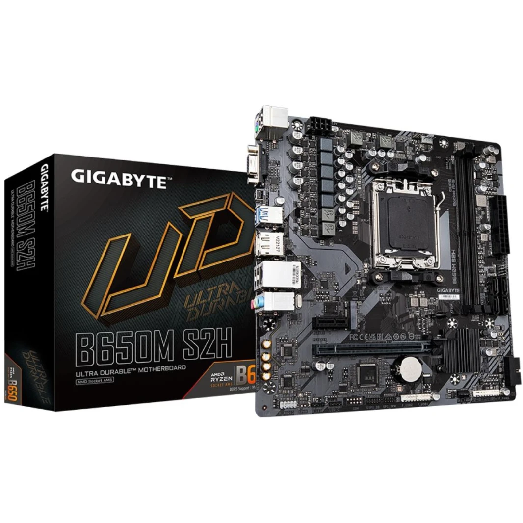 اللوحة الأم GIGABYTE B650M S2H AMD RYZEN 7000 Series AM5/DDR5/PCIe 4.0/1xM.2 - mATX