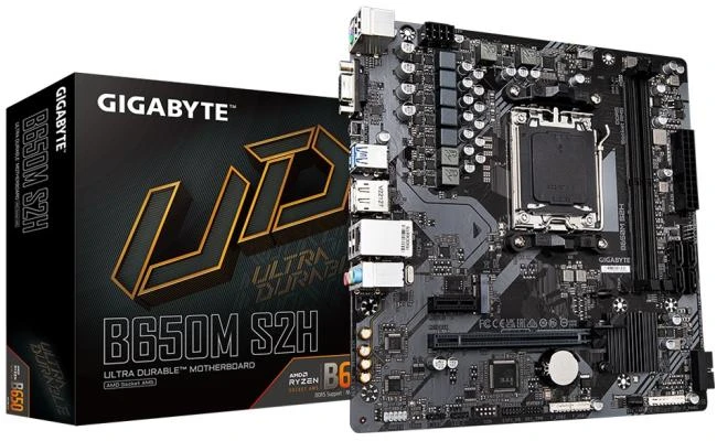 اللوحة الأم GIGABYTE B650M S2H AMD RYZEN 7000 Series AM5/DDR5/PCIe 4.0/1xM.2 - mATX