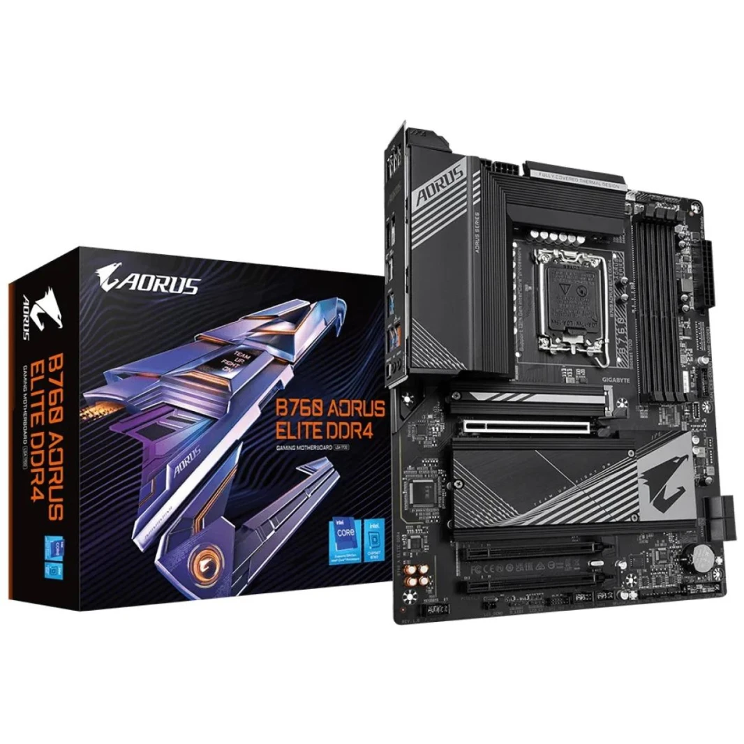 جيجابايت B760 AORUS ELITE، انتل السلسلة 13th 12th، LGA 1700/DDR4/PCIe 4.0/3xM.2 - اللوحة الأم للألعاب ATX