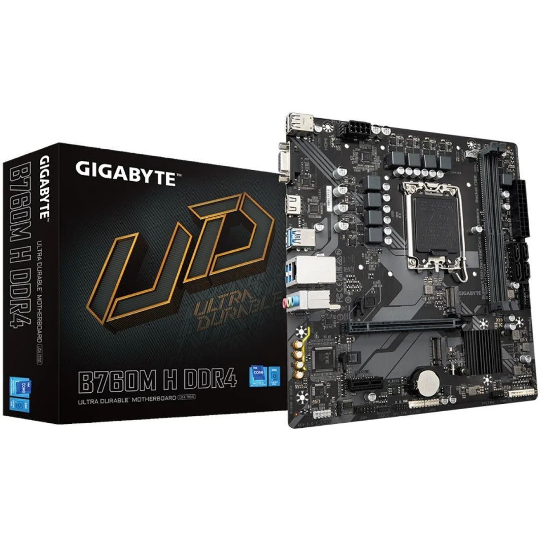 جيجابايت B760M H، انتل السلسلة 13th 12th، LGA 1700/DDR4/PCIe 4.0/2xM.2 - اللوحة الأم للألعاب mATX