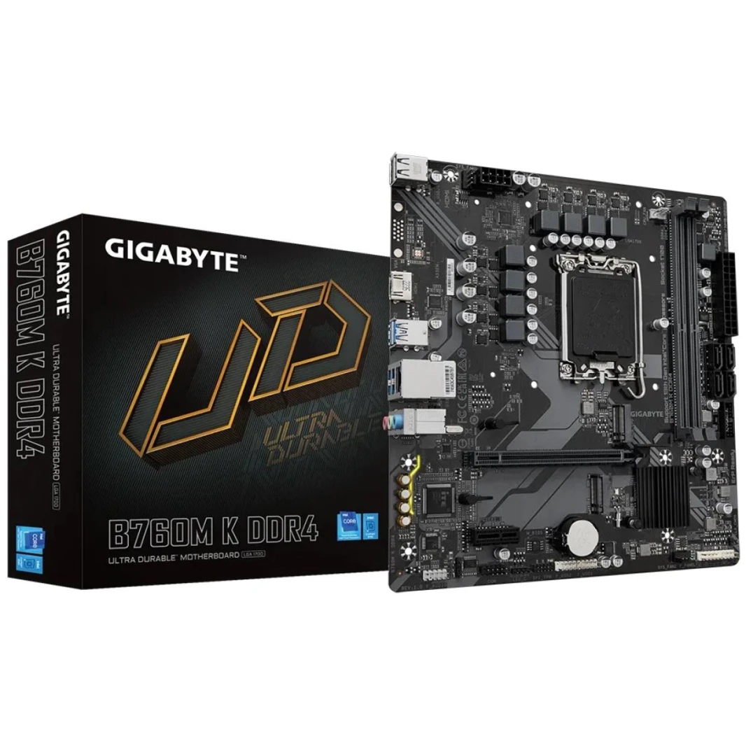 جيجابايت B760M K، Intel 14th 13th 12th Series، LGA 1700/DDR4/PCIe 4.0/2xM.2 - اللوحة الأم للألعاب mATX