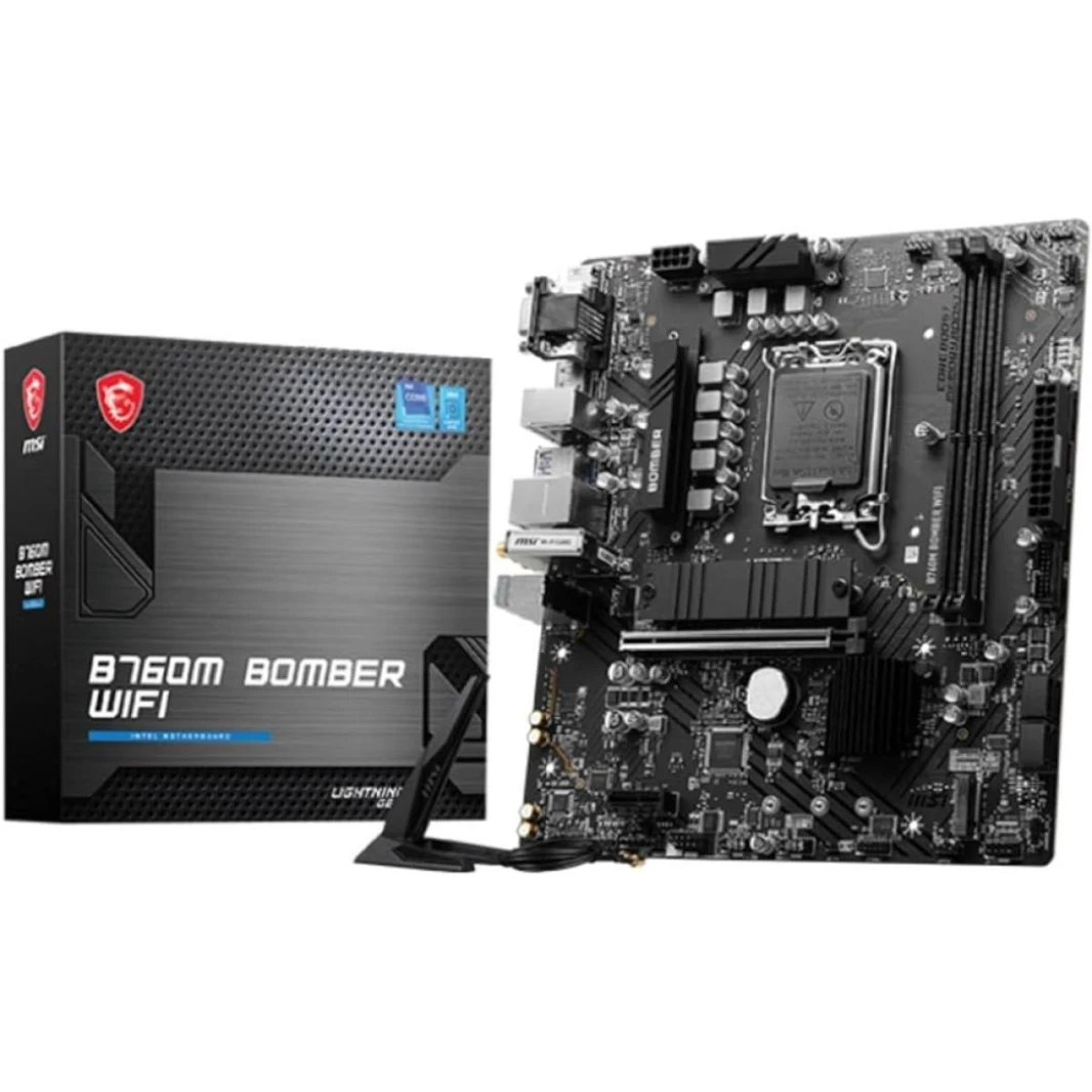 ام اس اي B760M BOMBER Wi-Fi 6E، انتل السلسلة 13th 12th، LGA 1700/DDR5/PCIe 4.0/2xM.2 - اللوحة الأم للألعاب mATX