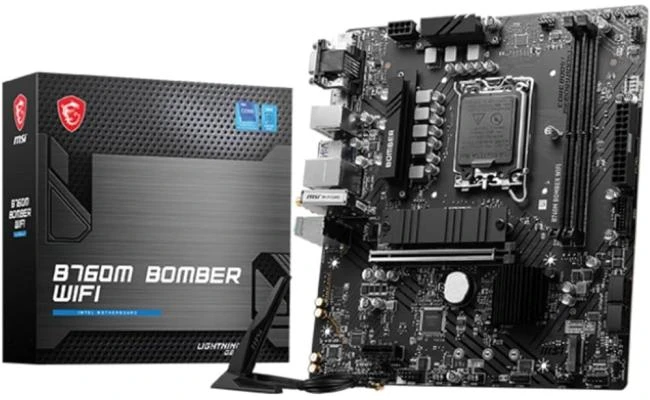 ام اس اي B760M BOMBER Wi-Fi 6E، انتل السلسلة 13th 12th، LGA 1700/DDR5/PCIe 4.0/2xM.2 - اللوحة الأم للألعاب mATX