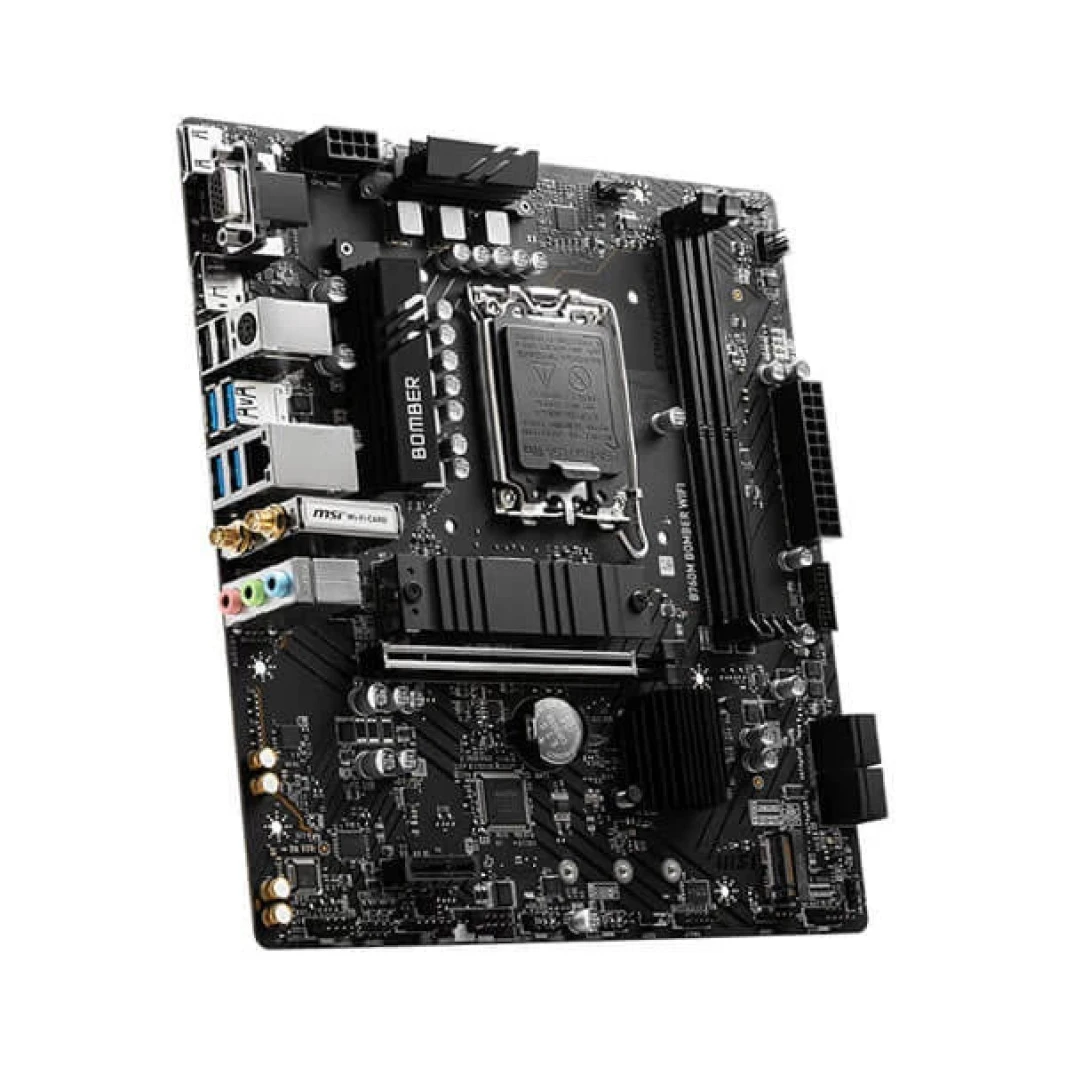 ام اس اي B760M BOMBER Wi-Fi 6E، انتل السلسلة 13th 12th، LGA 1700/DDR5/PCIe 4.0/2xM.2 - اللوحة الأم للألعاب mATX