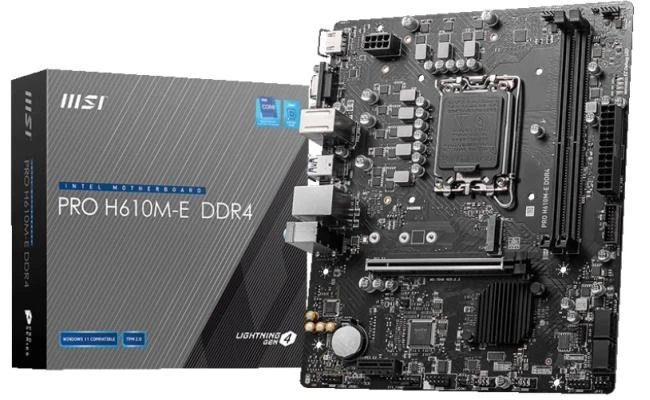 اللوحة الأم MSI PRO H610M-E DDR4 LGA 1700 Intel 12th PCIe 4.0 USB 3.2 Gen1 M.2 mATX