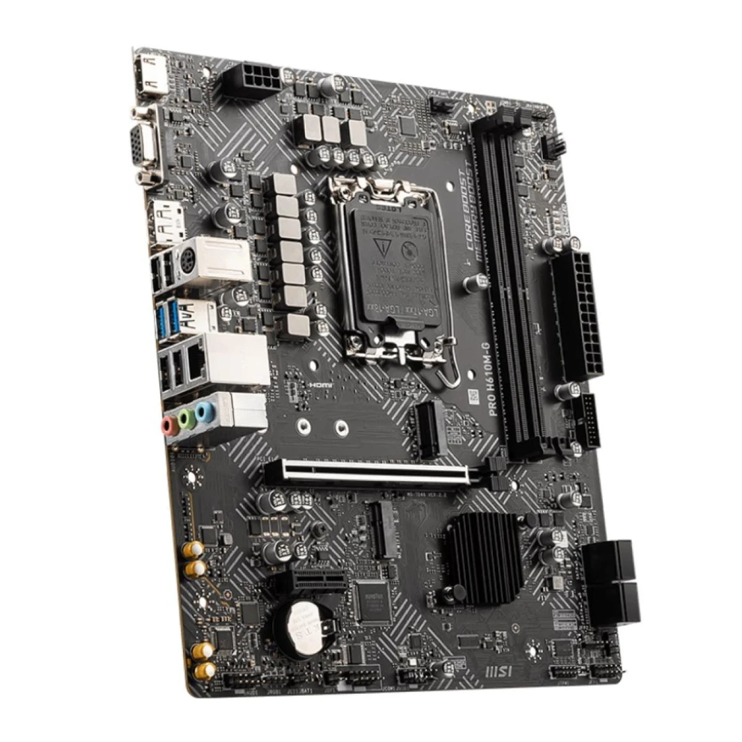 اللوحة الأم MSI PRO H610M-G DDR5 LGA 1700 Intel 12th PCIe 4.0 USB 3.2 Gen1 M.2 mATX