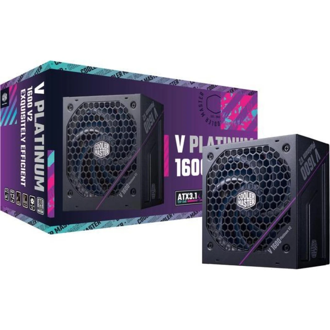 Cooler Master V PLATINUM 1600 V2 (ATX 3.1) 1600W 80 Plus Platinum وحدات تزويد الطاقة بالكامل مع موصل PCIE 5.1 (12V-2x6) النسخة المطورة والمحسنة من 12VHPWR لمزيد من الكفاءة والسلامة