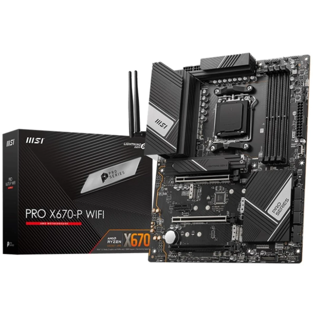 MSI PRO X670-P WIFI (WiFi 6E) AMD RYZEN 7000 Series AM5/DDR5/PCIe 5.0/4xM.2 - اللوحة الأم للألعاب ATX