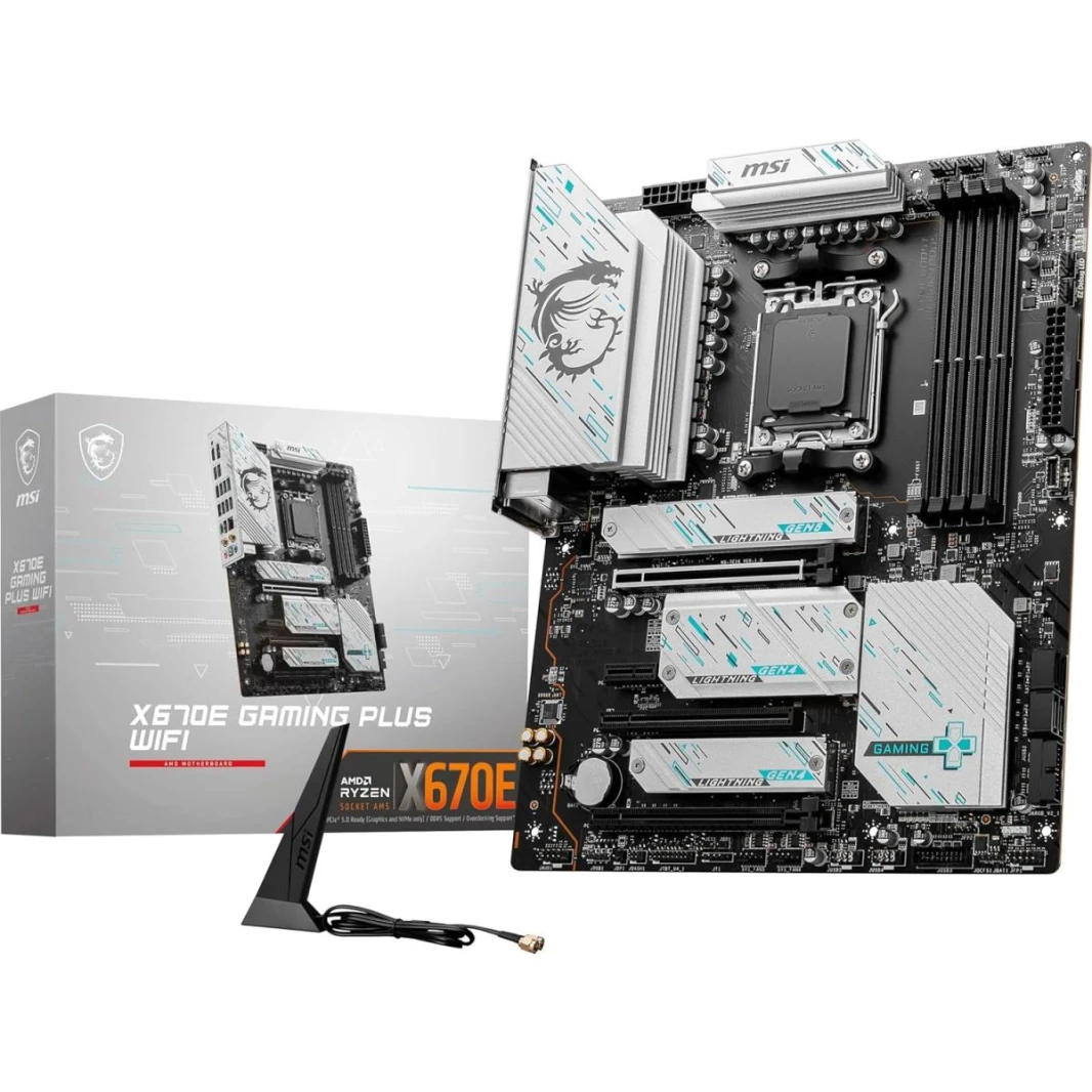 MSI X670E GAMING PLUS WIFI (Wi-Fi 6E) AMD RYZEN 7000 Series AM5/DDR5/PCIe 5.0/4xM.2 - اللوحة الأم للألعاب ATX