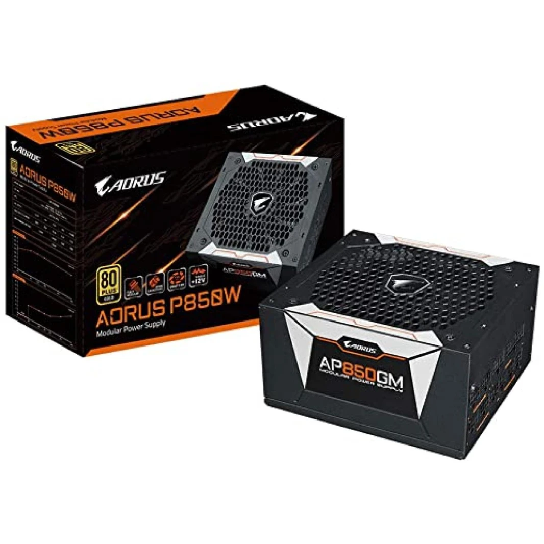 GIGABYTE AORUS P850 GOLD 850W 80+ وحدة إمداد طاقة كاملة مع مروحة ذكية بمحمل كروي 135 مم