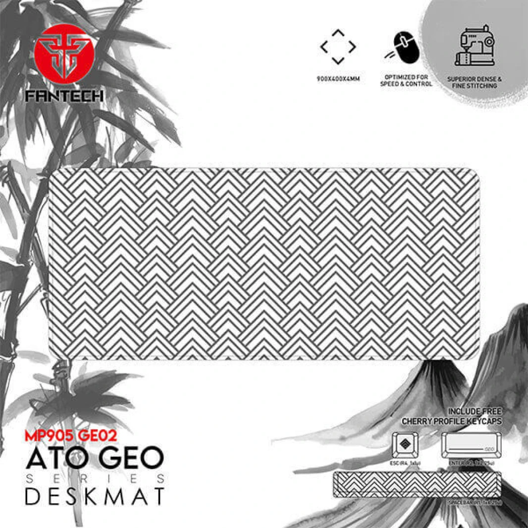 FANTECH MP905 GEO DeskMat GE02 XX-Large لوحة ماوس ممتازة للألعاب، مطاط ناعم وقماش مع حواف مخيطة، طلاء مقاوم للماء، كثافة فائقة (900 × 400 × 4 مم)