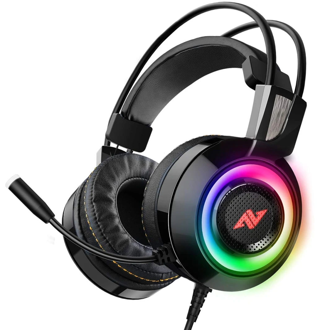 ABKONCORE CH60 REAL 7.1 - اهتزاز حيوي وRGB - سماعة رأس للألعاب