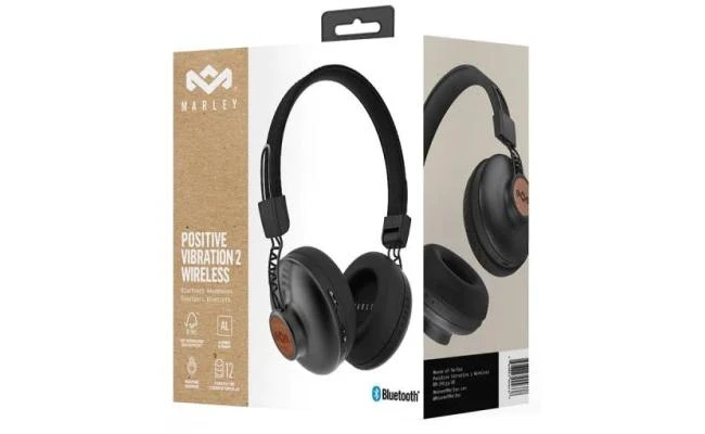 House of Marley Positive Vibration 2 Wireless On-ear Headphones w/ Microphone, Bluetooth Connectivity, Ultra-Comfortable & Foldable Design Up To 12 Hours of Playtime, Compatible with IOS and Android (
