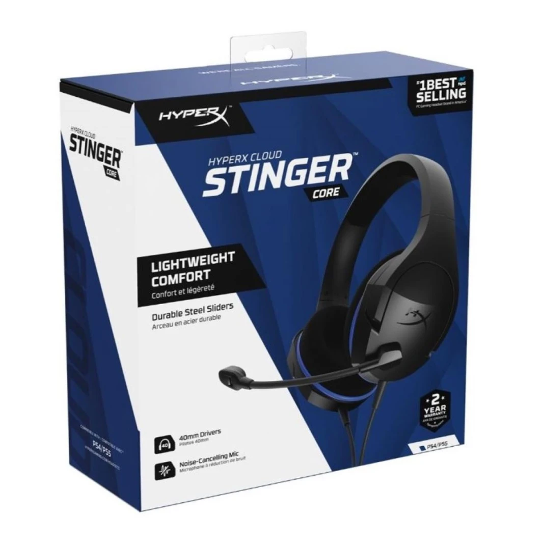 سماعة رأس ستيريو للألعاب سلكية (3.5 ملم) من HyperX Cloud Stinger مع ميكروفون مانع للضوضاء لأجهزة PS4/PS5 متوافقة مع الكمبيوتر المحمول وXbox والهاتف المحمول