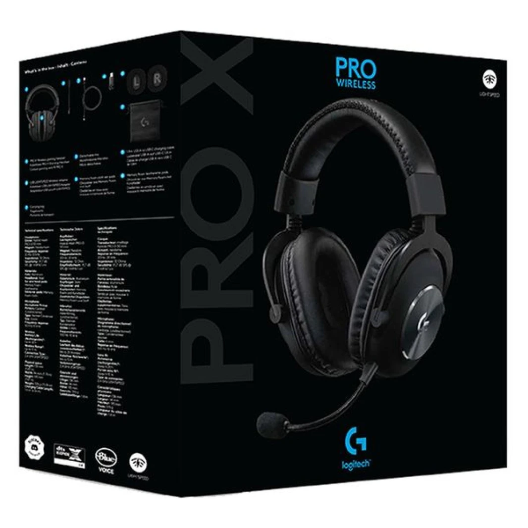 Logitech G PRO X Wireless Lightspeed Gaming Headset with BLUE VO!CE ADVANCED MIC TECHNOLOGY, DTS Headphone:X 2.0 Surround Sound 7.1, Up To 20h Battery Life