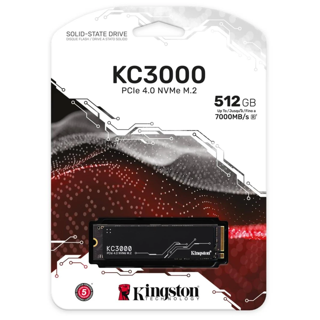 Kingston KC3000 512GB PCIe 4.0 NVMe M.2 SSD-Sequential Read/Write (7000/3900 MB/s)