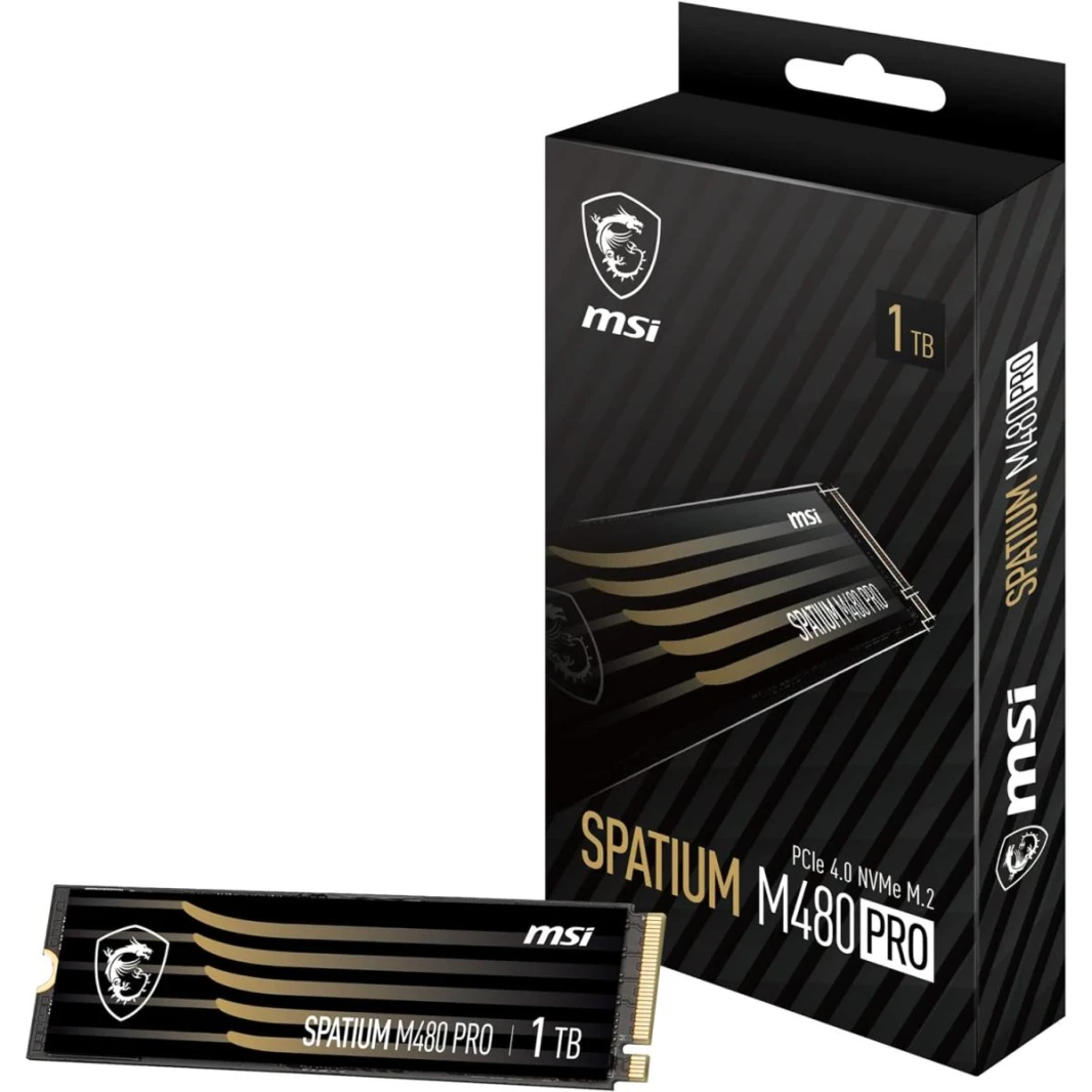 MSI SPATIUM M480 PRO 1TB Gen4 PCIe 4.0 NVMe M.2 SSD, 3D NAND - Sequential Read/Write (7400/6000 MB/s)
