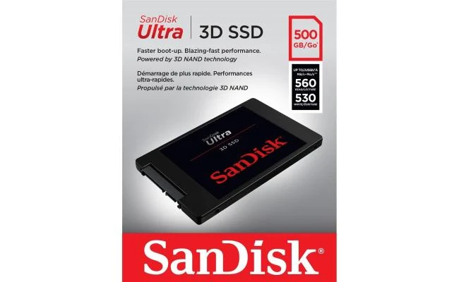 SanDisk Ultra 3D NAND 500GB 2.5 SSD مع تقنيات 3D NAND & nCache 2.0 القوية، قراءة/كتابة حتى 560/530 ميجابايت/ثانية