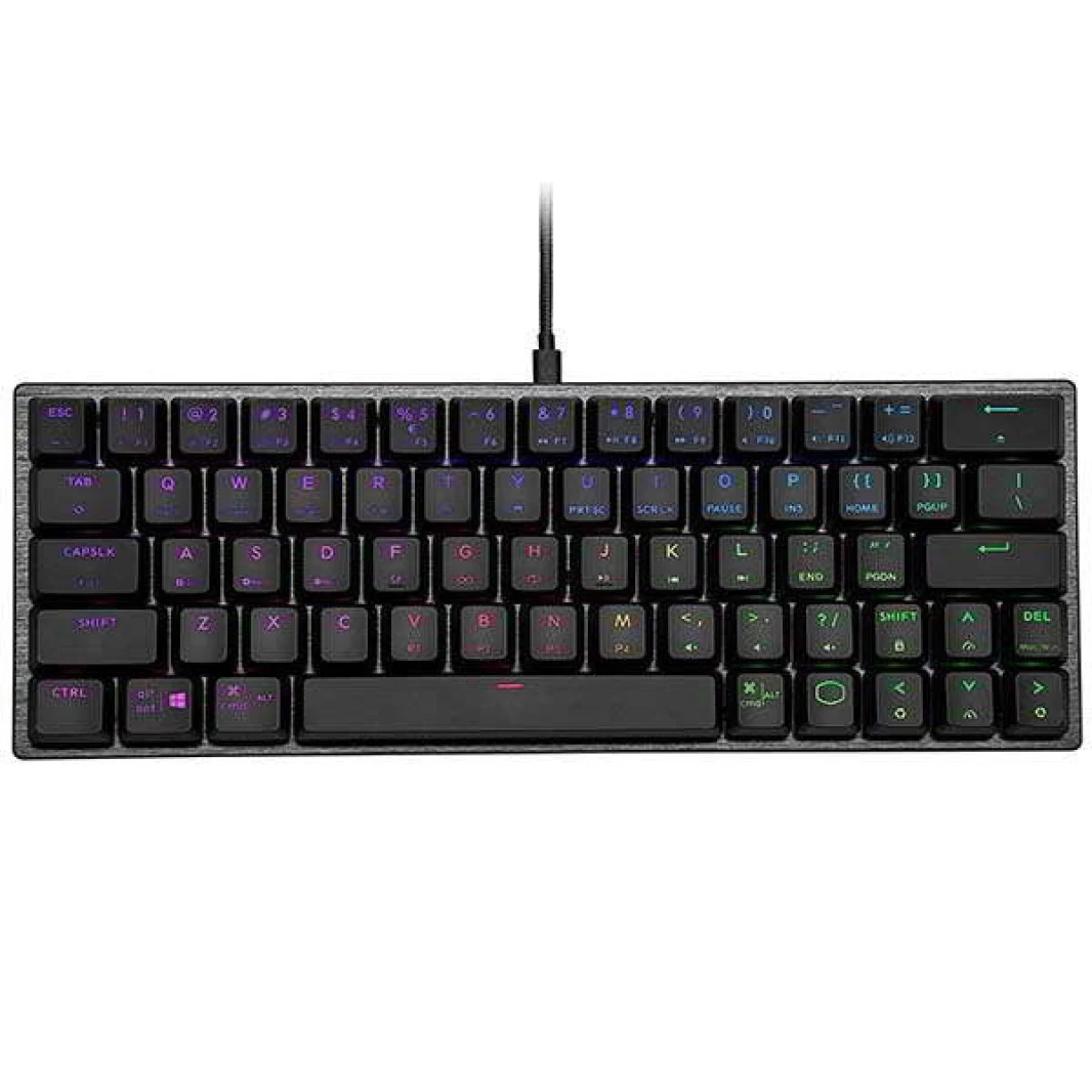 لوحة مفاتيح ميكانيكية باللون الرمادي الفضائي بنسبة 60% من Cooler Master SK620 مع مفاتيح حمراء منخفضة المستوى وأغطية مفاتيح جديدة ومحسنة وتصميم من الألومنيوم المصقول