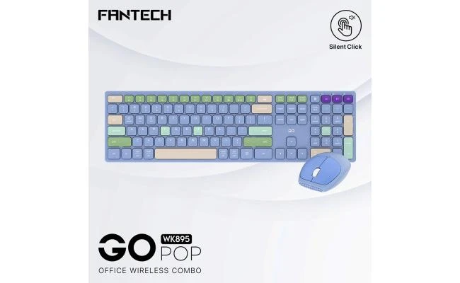 Fantech GO POP WK895 Kit Office Combo 2in1 وضع مزدوج لاسلكي (2.4 جيجا هرتز وBT)، مفاتيح صامتة ومفاتيح وظائف الوسائط المتعددة (أزرق) لجهاز Mac & Win