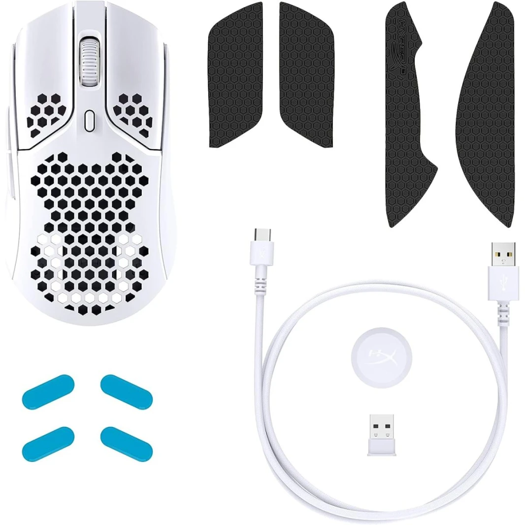 HyperX Pulsefire Haste Wireless Gaming Ultra Lightweight 61g 100 Hour Battery Life, 2.4Ghz Wireless Up to 16,000 DPI Anti-Dust & Water-Resistant Mouse– White