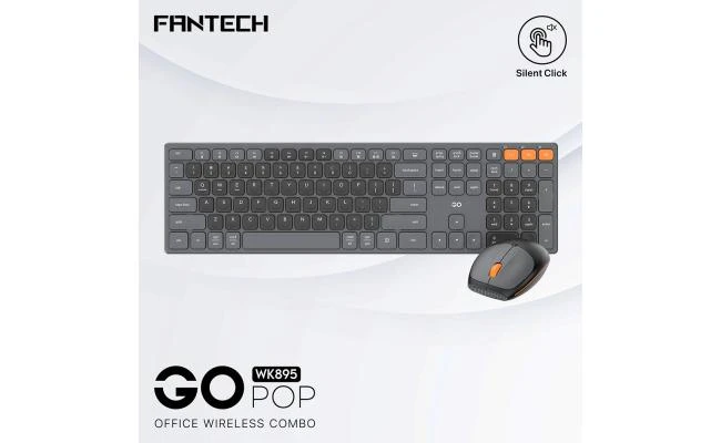 Fantech GO POP WK895 Kit Office Combo 2in1 وضع مزدوج لاسلكي (2.4 جيجا هرتز وBT)، ومفاتيح صامتة ومفاتيح وظائف الوسائط المتعددة (رمادي) لجهاز Mac & Win