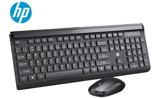 اتش بي CS500 Kit Office Combo 2 في 1 لاسلكي (2.4 جيجا هرتز) ، لوحة مفاتيح كاملة الحجم بتصميم نحيف صامت وماوس يصل إلى 1600 ديسيبل لكل بوصة - لنظام التشغيل Windows (عربي)