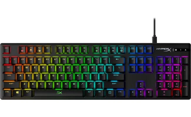لوحة مفاتيح الألعاب الميكانيكية HyperX Alloy Origins، تخصيص ماكرو، لوحة مفاتيح كاملة الحجم، إضاءة خلفية LED RGB - مفتاح HyperX الأحمر الخطي