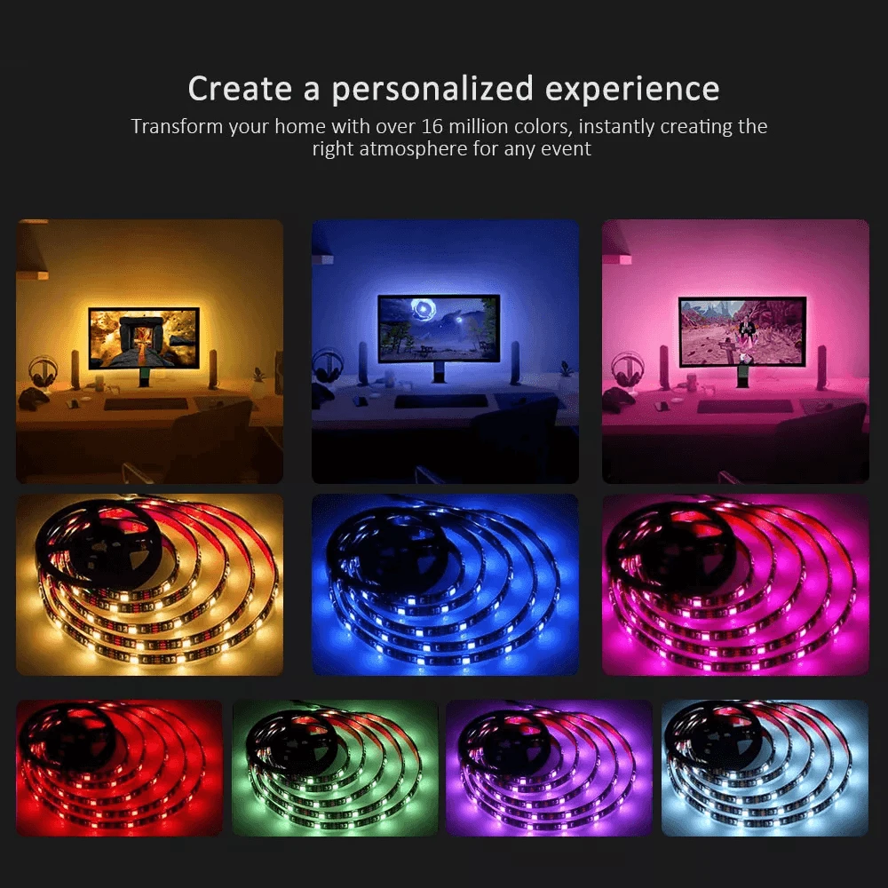 حبل إضاءة LED بألوان RGB 5050 مع تحكم من خلال تطبيق الموبايل 4 متر