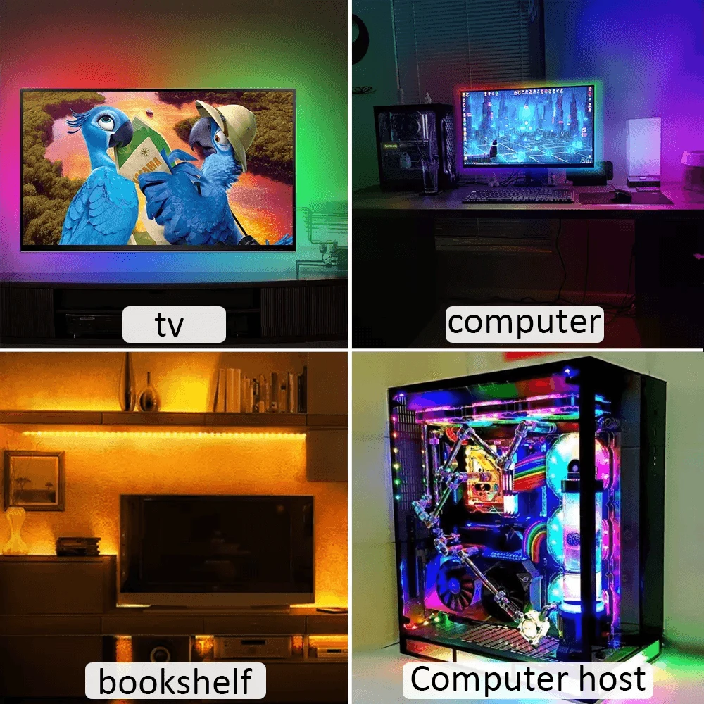 حبل إضاءة LED بألوان RGB 5050 مع تحكم من خلال تطبيق الموبايل 4 متر