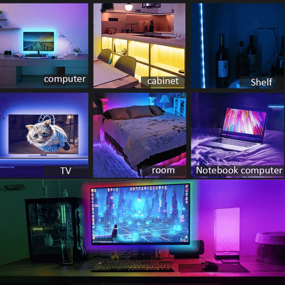 حبل إضاءة LED بألوان RGB 5050 مع تحكم من خلال تطبيق الموبايل 4 متر