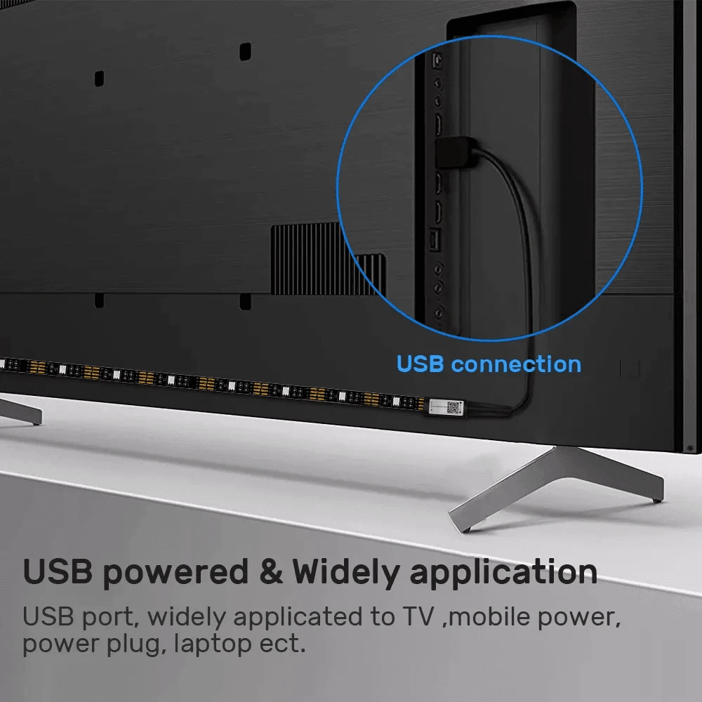 حبل إضاءة LED بألوان RGB 5050 مع تحكم من خلال تطبيق الموبايل 4 متر