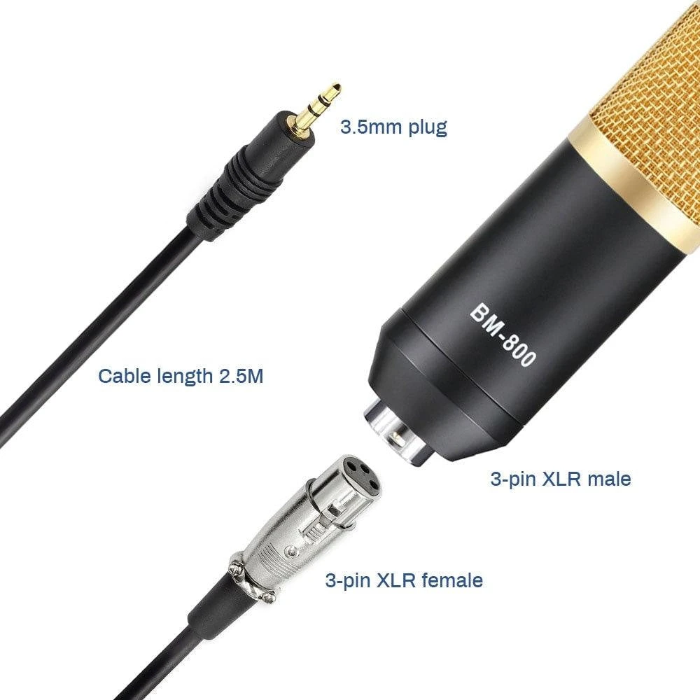 ميكروفون مكثف احترافي BM-800 مع بطاقة صوت V8